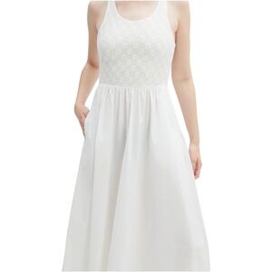 Bardot Bryony Lace Poplin Midi Dress White Ivory US 8 NWT Pockets